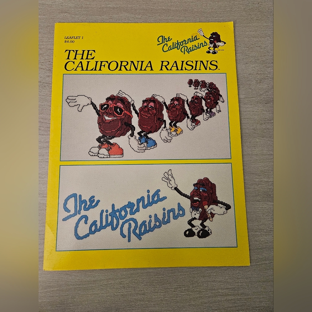 The California Raisins Counted Cross Stitch Design Charts Leaflet Vintage 1988
